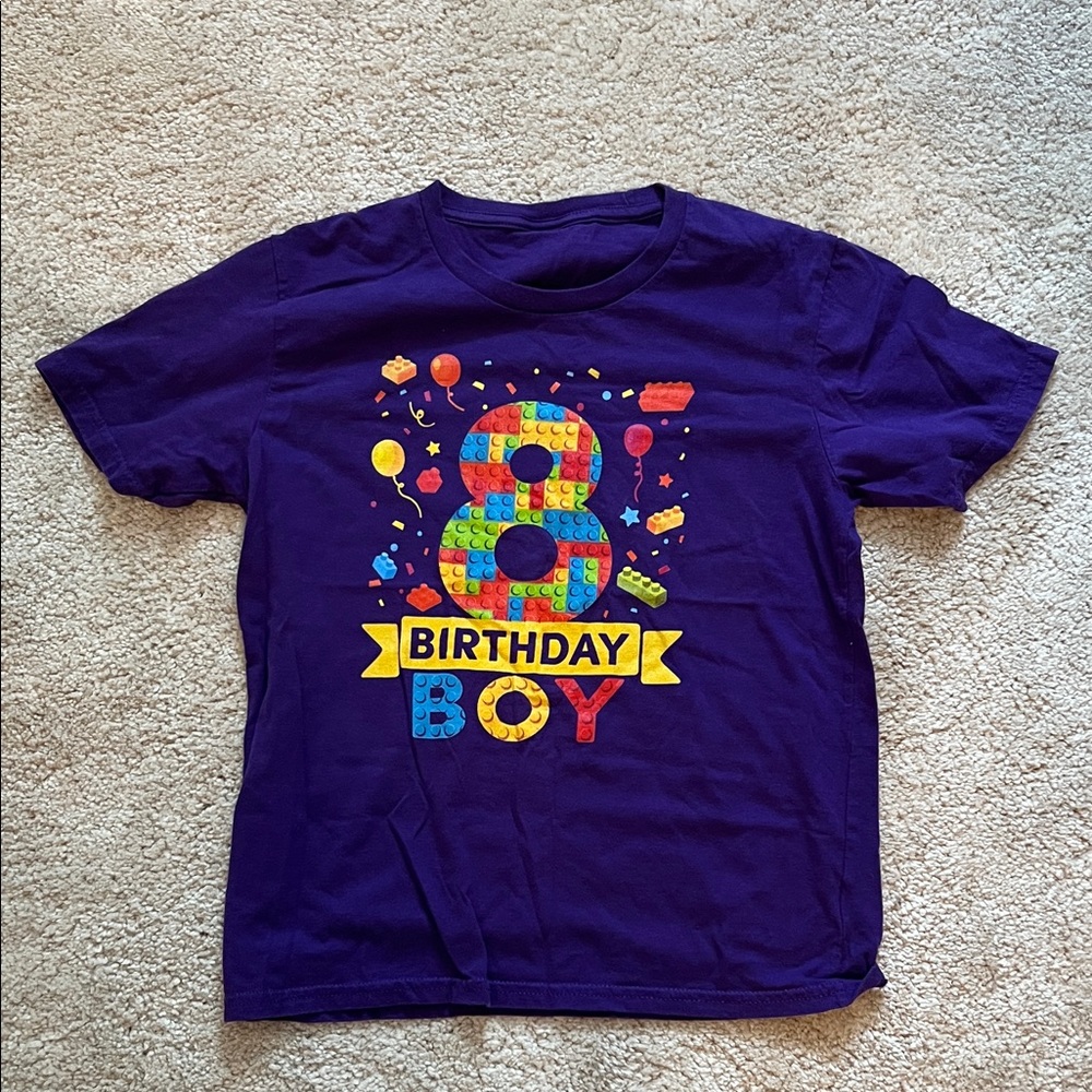 LEGO 8th Birthday Boy T-Shirt Size Medium (Purple)